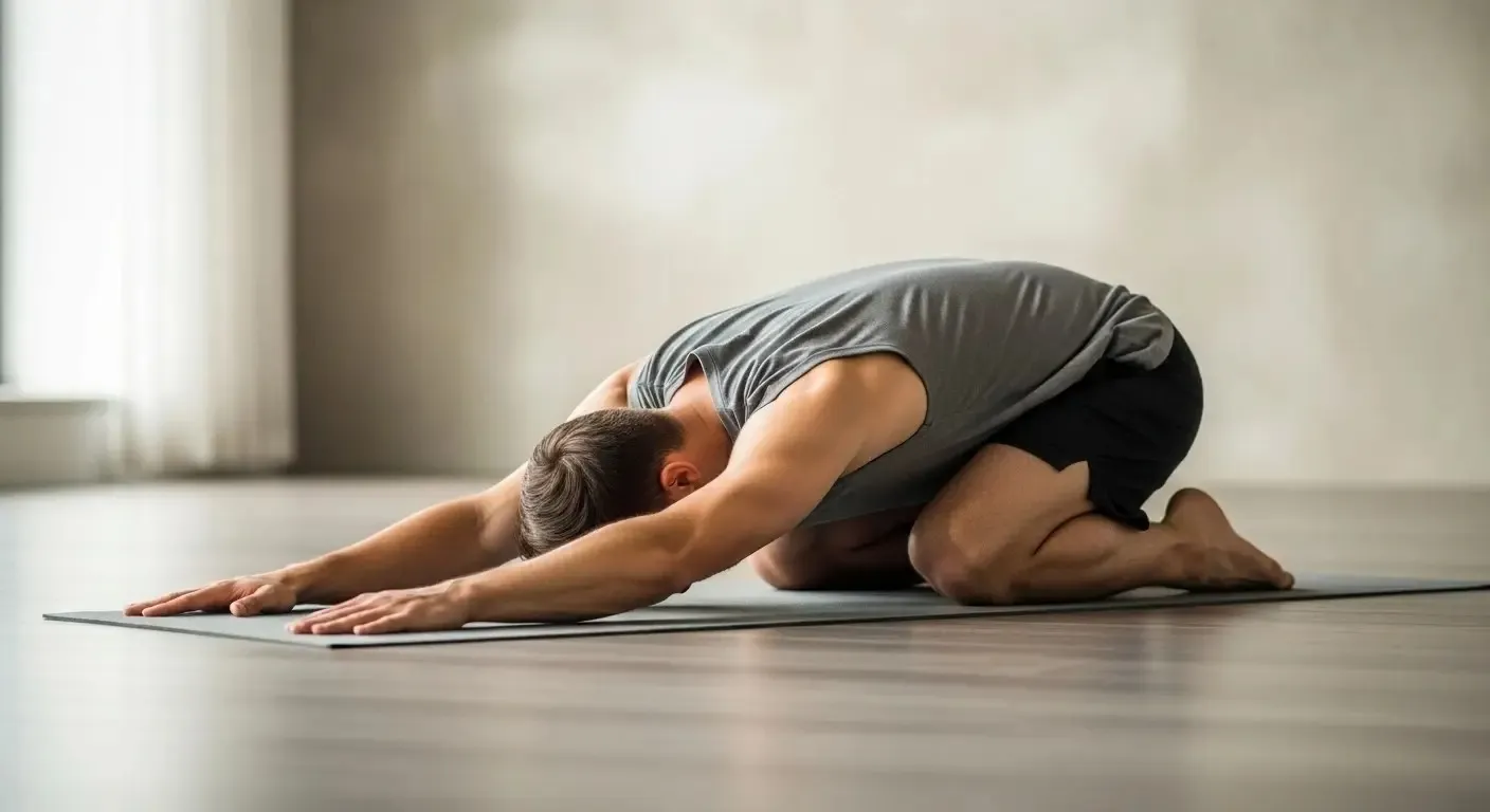 A person in child’s pose
